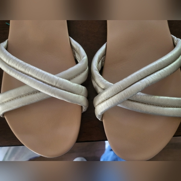 Beek Anthroplogie Women's Bell Metallic Crisscross Slide Sandals Size 9 - Picture 4 of 9
